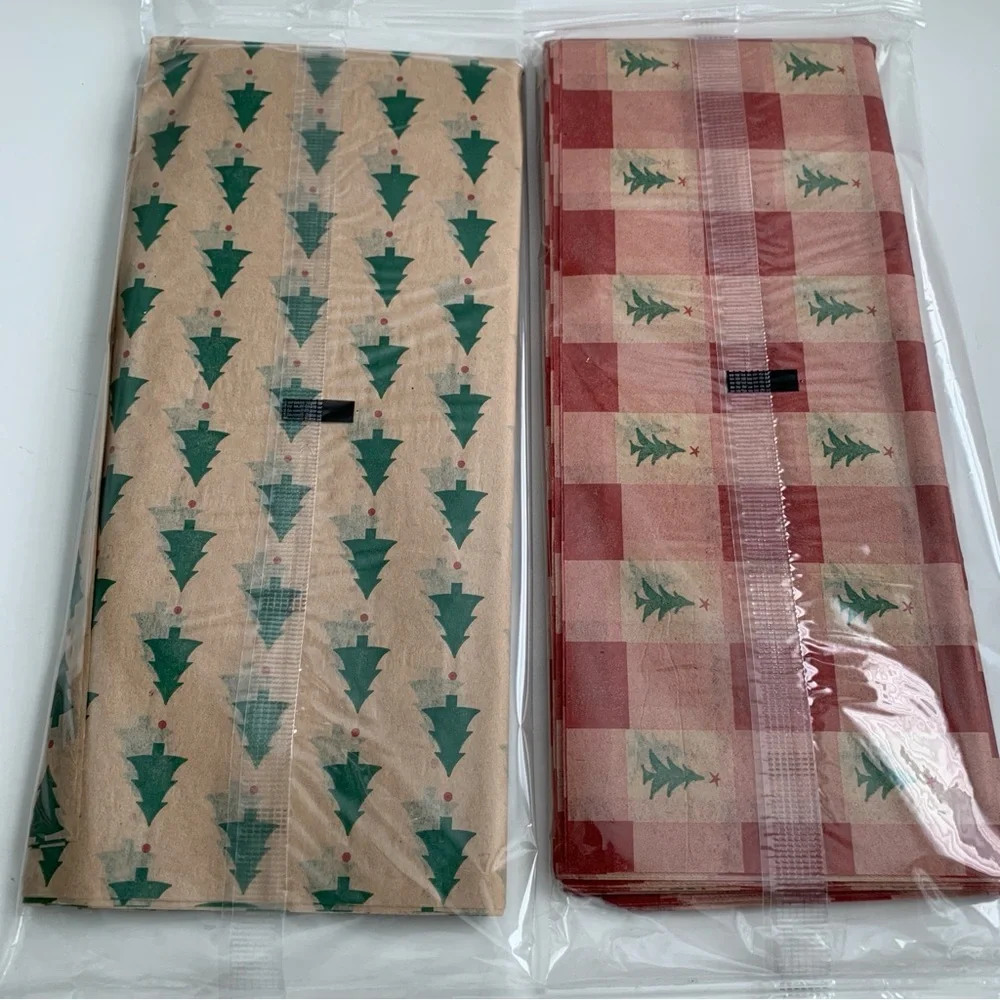 Red Gingham Gift Bags with Festive Tissue Paper Bundle